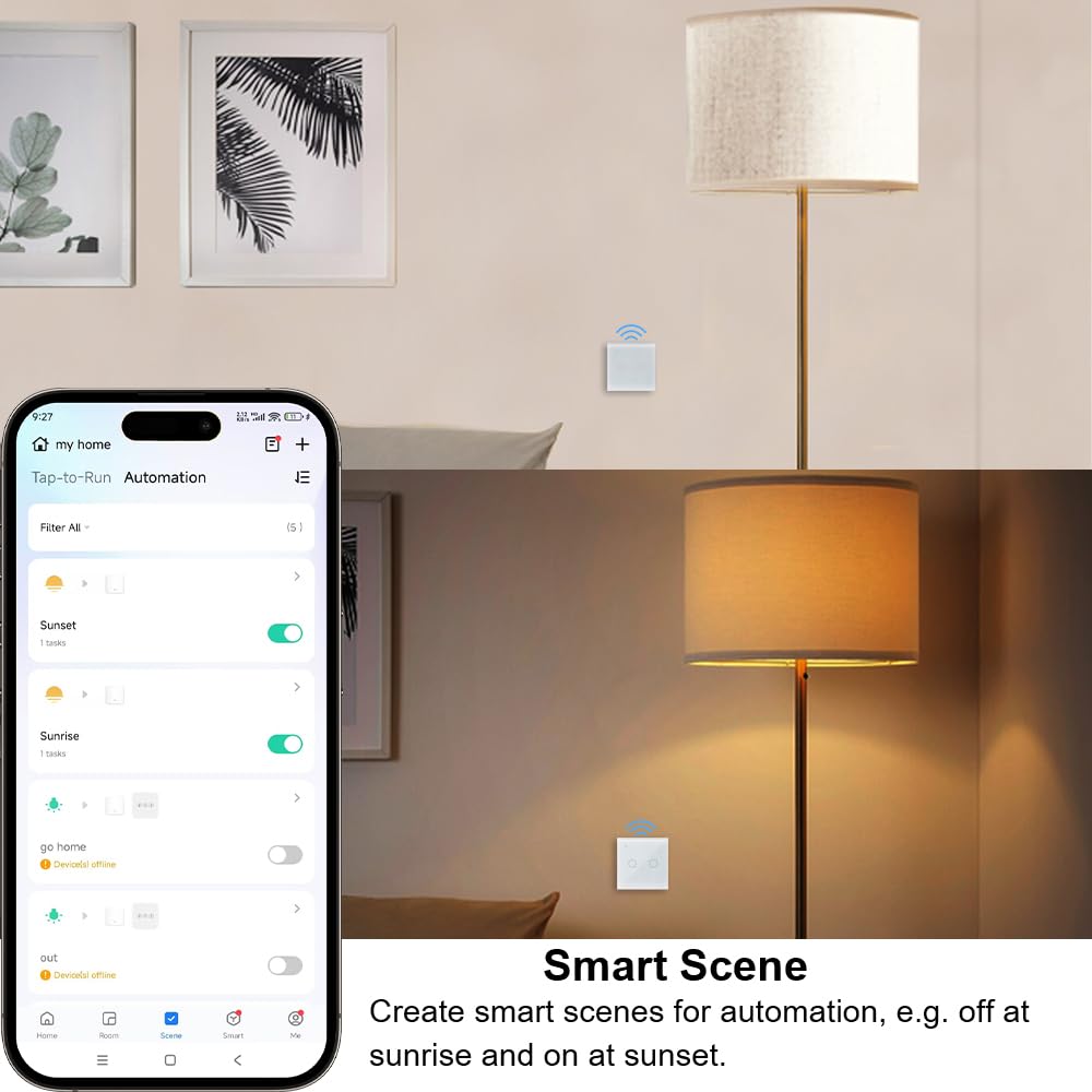 KETOTEK WiFi Podłączony przełącznik dotykowy 2 Gang 1-drożny kompatybilny z Alexa, Tuya Smart Life inteligentna kontrola aplikacji