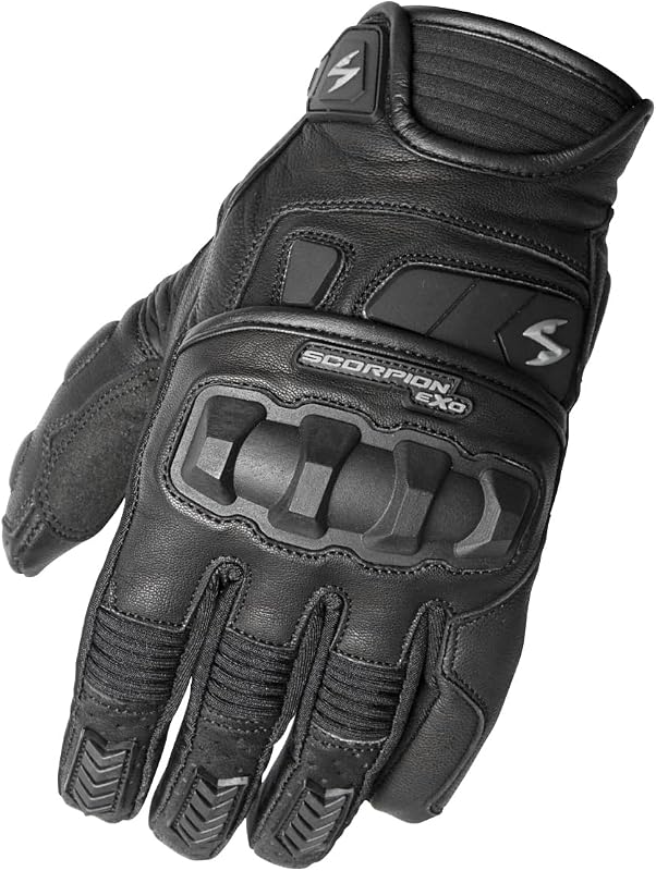 ScorpionEXO Klaw II Men's Short Cuff Hook and Loop Leather Motorcycle Riding Gloves Rib-Stretch Knuckle
