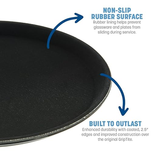 Miniatura 4 de Carlisle FoodService Products 1100GL004 GripLite Bandeja redonda antideslizante con forro de goma, 11 pulgadas de diámetro, color negro (paquete de