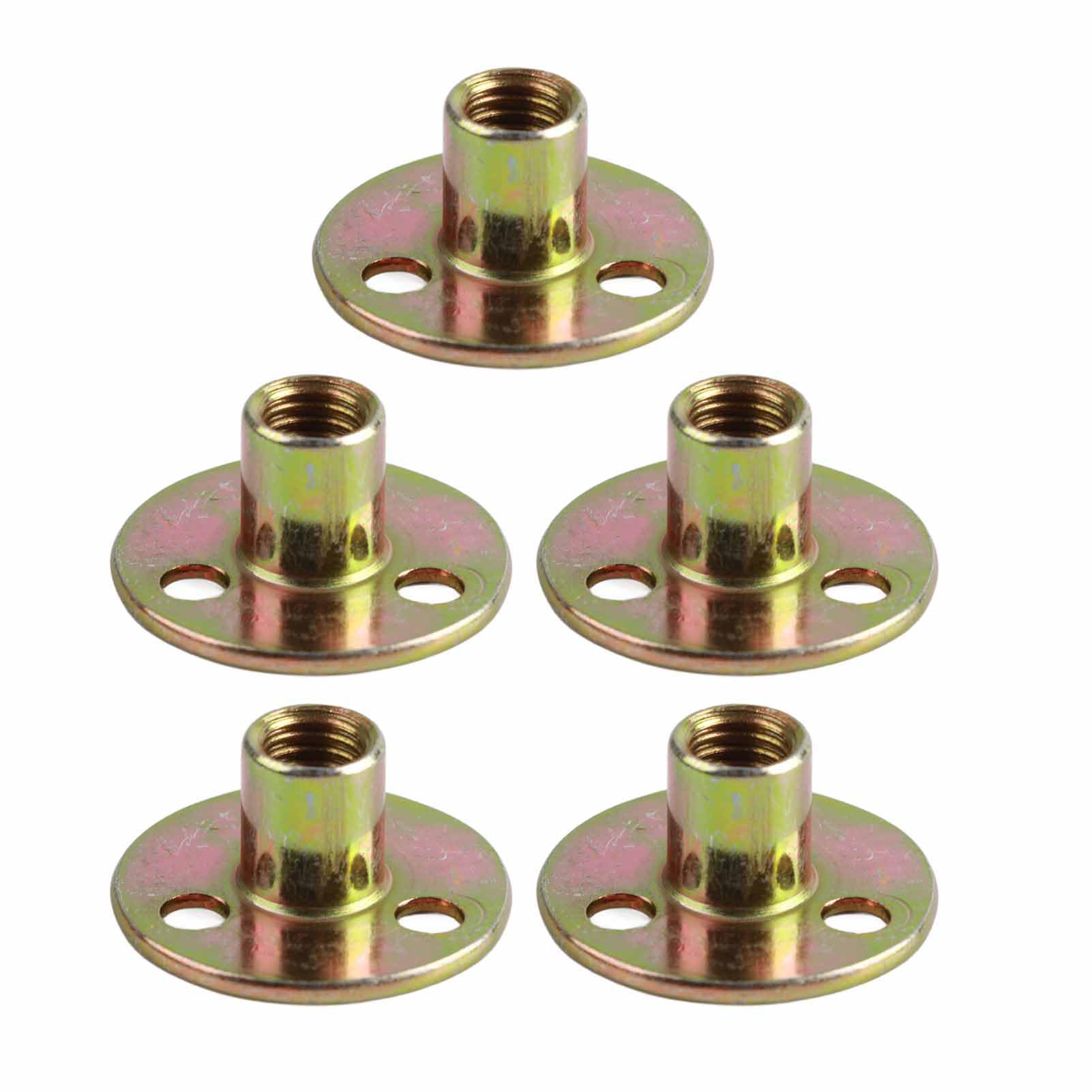 5Pcs Round Base Tee Nut, 3 Hole T-nut with Round Base Galvanized Iron T-Nuts(M10)