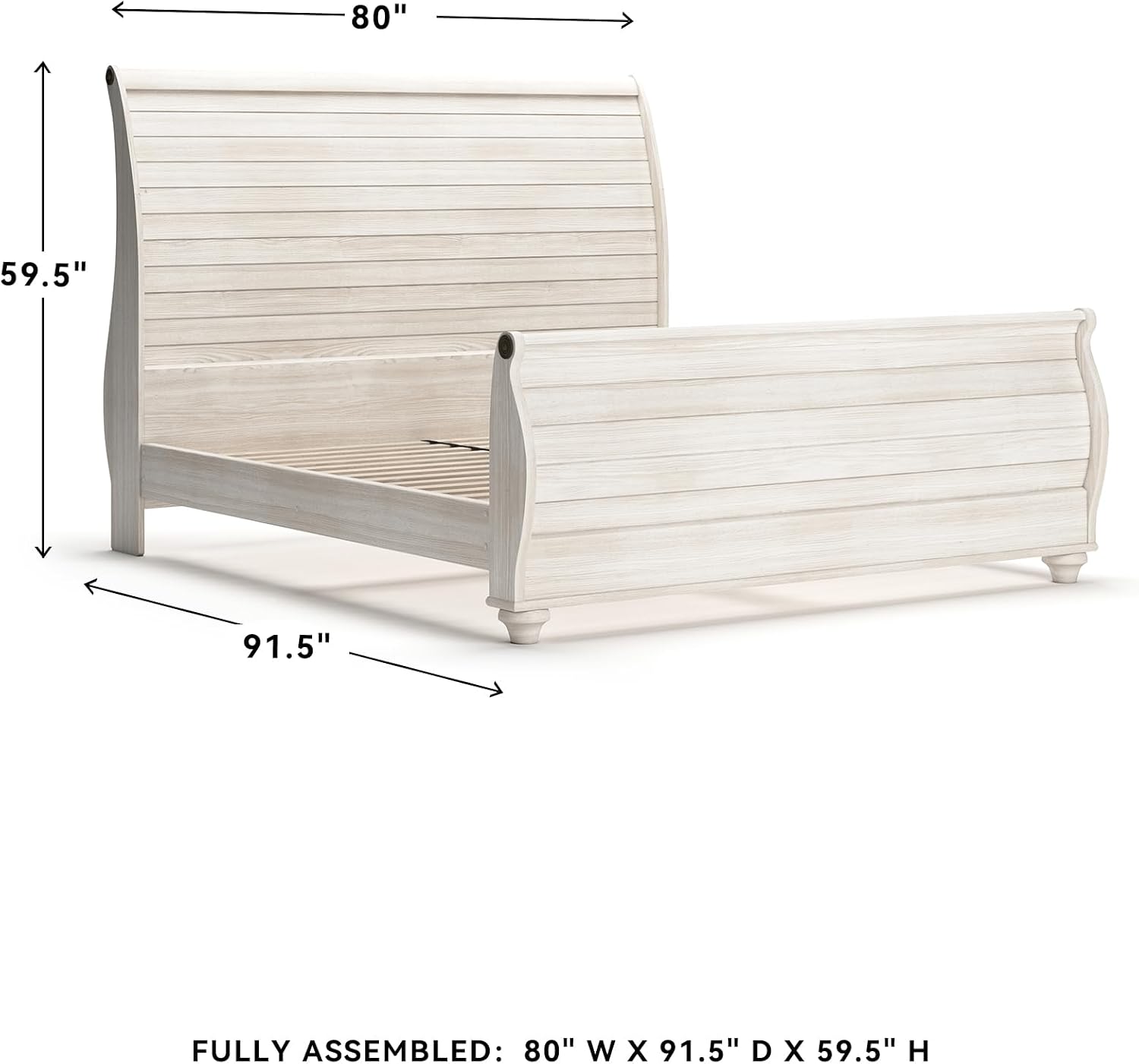 Signature Design by Ashley Willowton Coastal Sleigh Bed, Foundation or Box Spring Needed, King, Beige