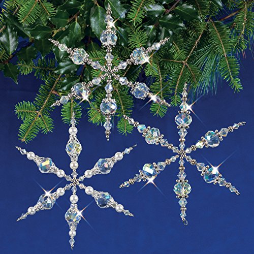 Solid Oak Vintage Snowflakes Ornament Kit, Crystal And Silver #TOP1