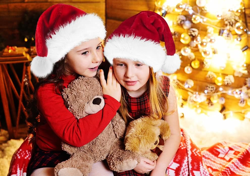 Miniatura 5 de Sombrero de Navidad para niños, sombrero de Papá Noel, sombrero de Navidad, terciopelo cómodo, grueso, sombrero de vacaciones