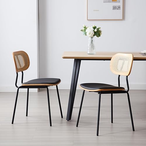 Miniatura 3 de HEAH-YO Juego de 2 sillas de comedor modernas, tapizadas de piel sintética, sillas de comedor con respaldo, sillas de comedor sin brazos para