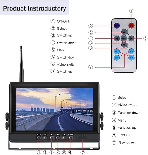 Miniatura 9 de EVERSECU 4 unids digital HD 1080P cámara inalámbrica de respaldo de coche con 9 pulgadas 4ch Quad Monitor/Coche DVR/Dash Monitor/Vehículo Grabador