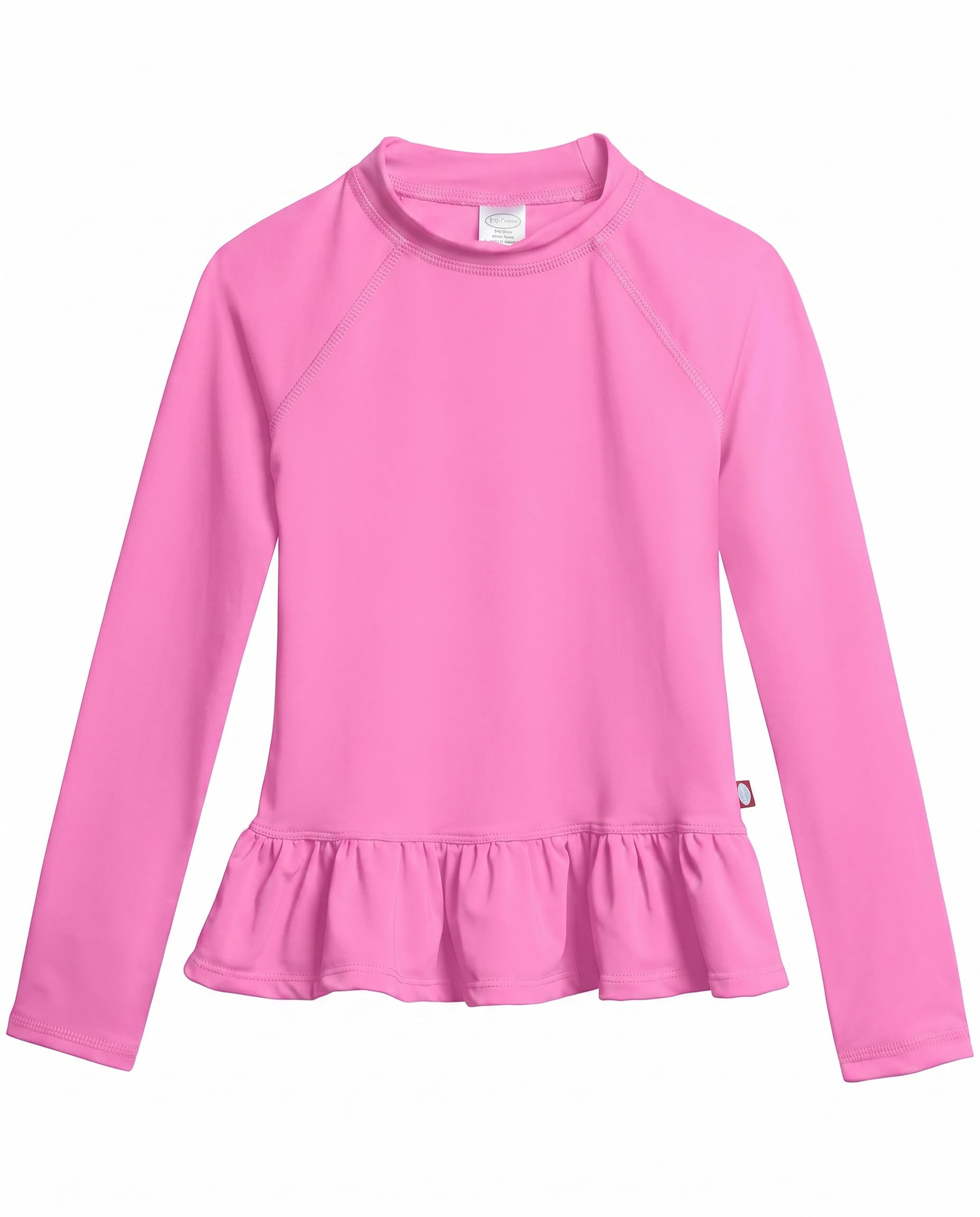 Made in USA Baby Girls' Solid Rashguard Swimming Tee for The Beach or Pool Peplum Sun Protection SPF50+ Swim Tee for The Beach or Pool, Medium Pink, 18/24m