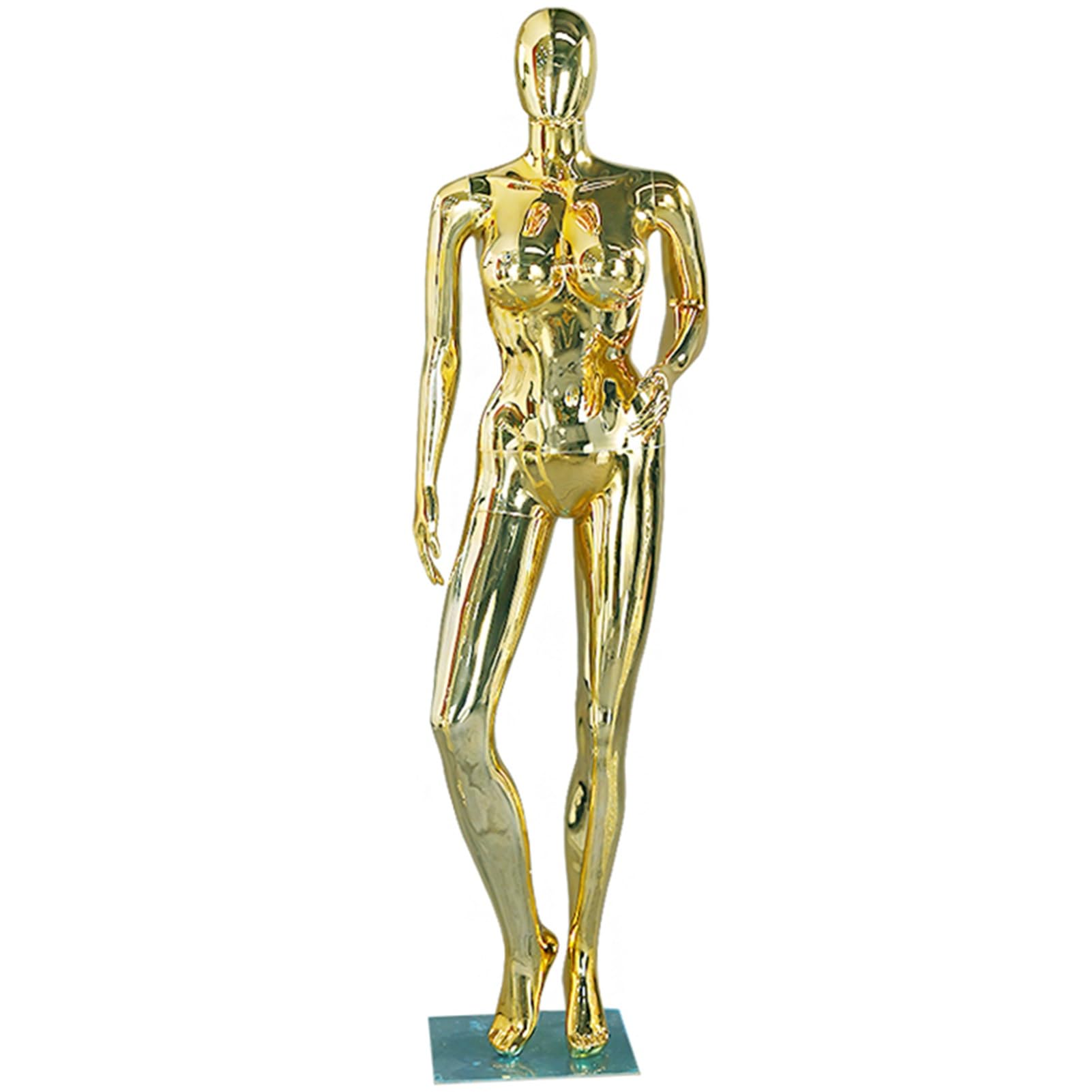 XCSCUK Plus Size Female Mannequin, Curvy Full Body Retail Display Form, 37.8" Full Body Dress Form,with Large Chest & Hip, Detachable Plastic Torso (Gold Plated)