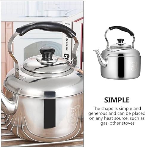 Miniatura 6 de Luxshiny Hervidor de té de 6 litros para acampar, hervidor de agua silbante de acero inoxidable, tetera con mango fresco, hervidor de café, olla de