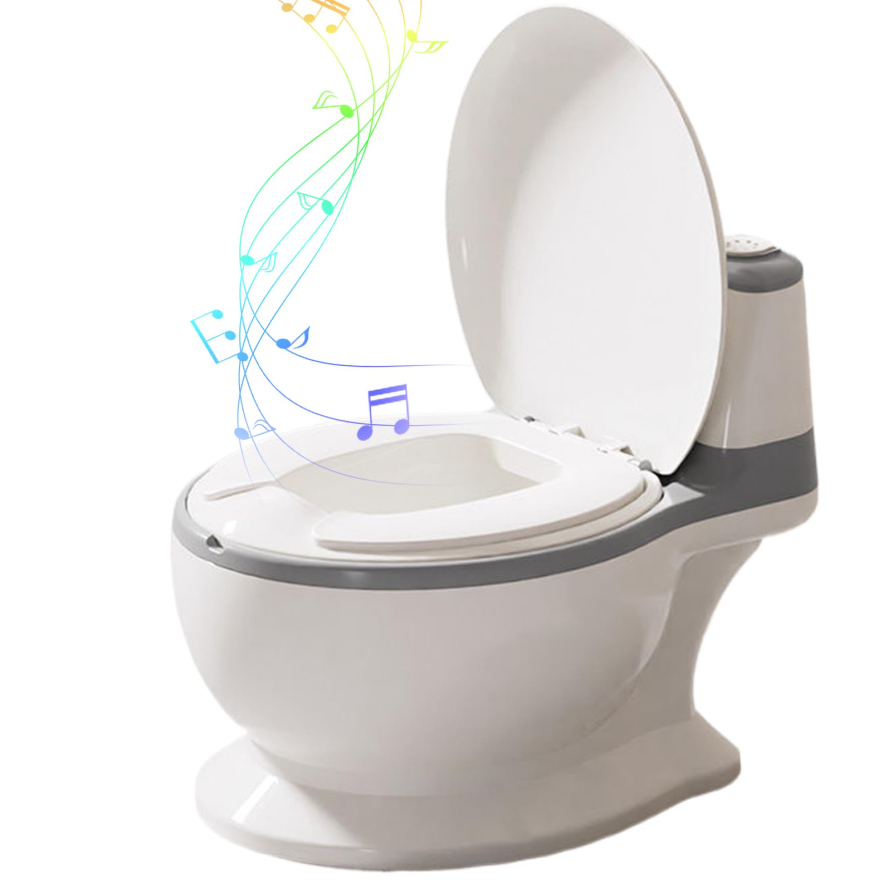 Toilette realistica per usare il vasino per bambini piccoli con suono di scarico, sedile lavabile staccabile e antispruzzo per ragazzi e ragazze, grigio