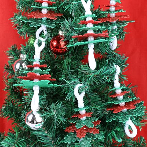 Happy makers Christmas Craft Kits Red&Green Snowflake Layered Christmas Ornament Craft Kit DIY 3D Snowflake Tree Ornaments Decorations Art Sets Foam Snowflake Xmas Arts and Crafts School