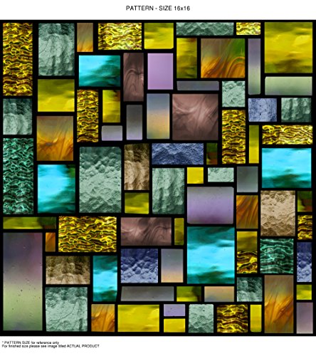 Windowpix 30x48 / 30 x 48 Decorative Static Cling Window Film Solar Stained Glass Geometric Pattern Printed on Clear for Window Glass Panels. UV Protection, Energy Saving.