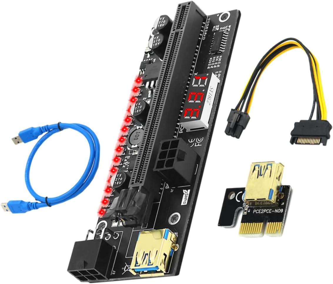Angoily 1set Pci-e to Riser Card USB Mining Adapter for Gpu Stable Power Supply Multiple Capacitors Easy Installation High Reliability for Mining