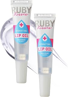 Ruby Kisses Hydrating Lip Oil Clear RLO01 2-Pack: Deep Moisture, Anti-Aging Lip Care with Antioxidants