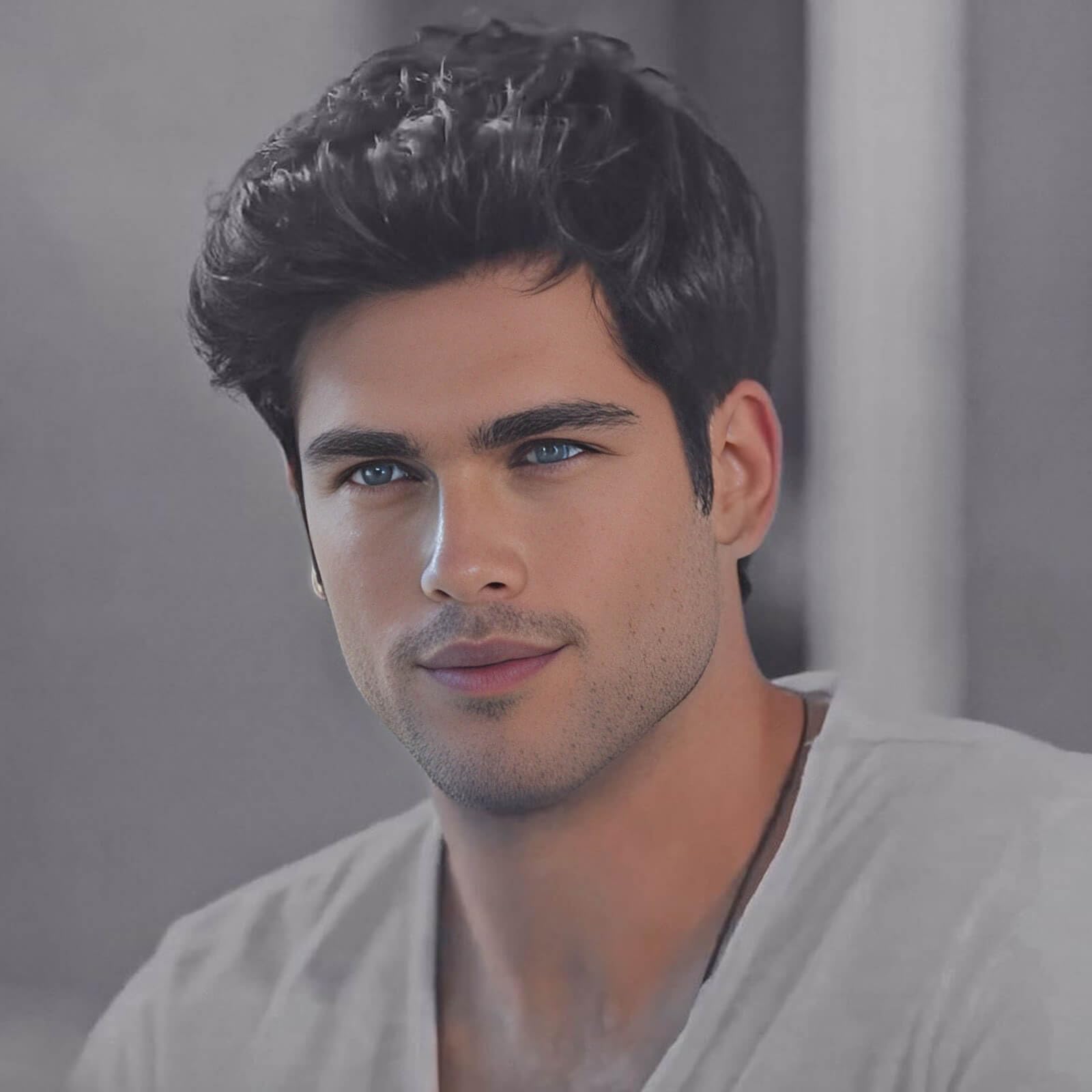 MIMANMens Short Black Wigs for Men Side Part Wig Mens Layered Natural Synthetic Hair Wig Realistic Hair Replacement Wig Handsome Male Halloween Costumes Party Cosplay Wigs with Wig Cap