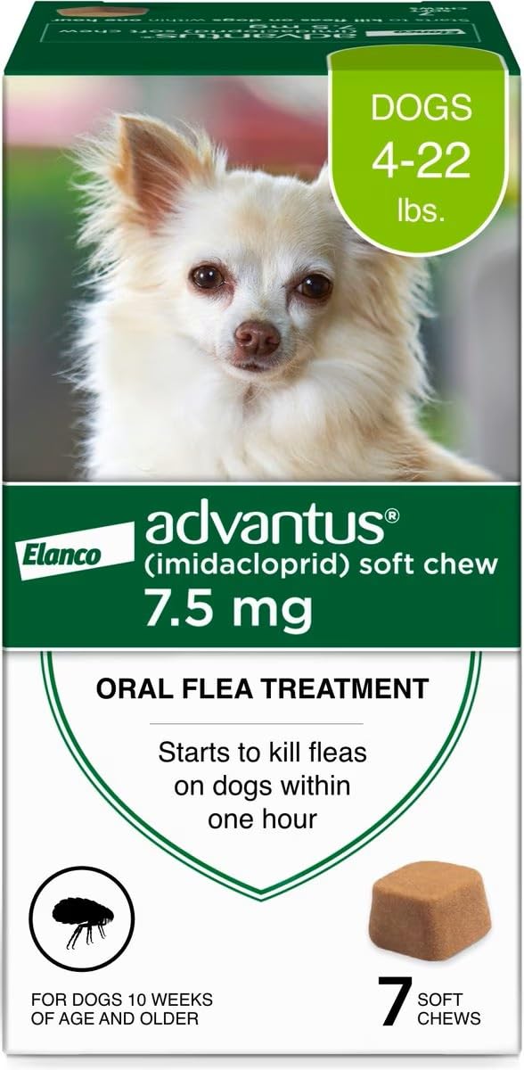 Advantus (Imidacloprid) Chewable Flea Treatment for Small Dogs, 7 Count, 4-22 Pounds