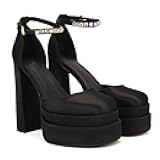 Womens Platform Chunky High Block Heels Ankle Strap Buckles Wedge Dress Pumps Fashion Shoes for Women
