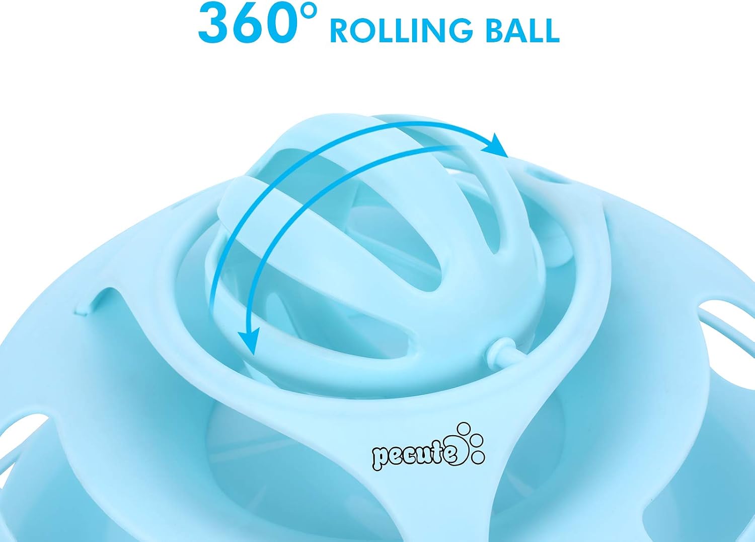Pecute Cat Toy Roller with 360° Rotating Ball - 4 Levels Towers Tracks Roller with Catnip Ball Flashing Ball and Feather Cat Stick, Interactive Kitten Fun Mental Physical Exercise Puzzle Toys