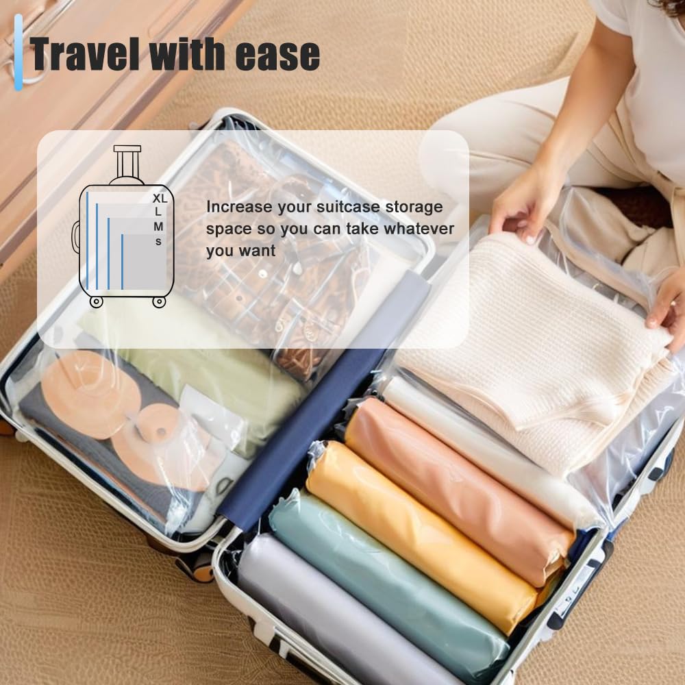 Sacchetti per la biancheria sottovuoto con pompa elettrica, 14 sacchetti vuoti da viaggio (2 extra grandi, 3 grandi, 4 medie, 5 piccoli), per riporre vestiti, cuscini, coperte