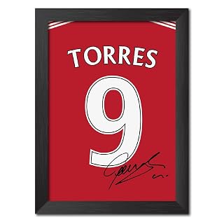TenorArts Fernando Torres Poster Liverpool Jersey Laminated Photo Print Signature Frame Painting with Matt Finish Black Texture (12 inches x 9inches)