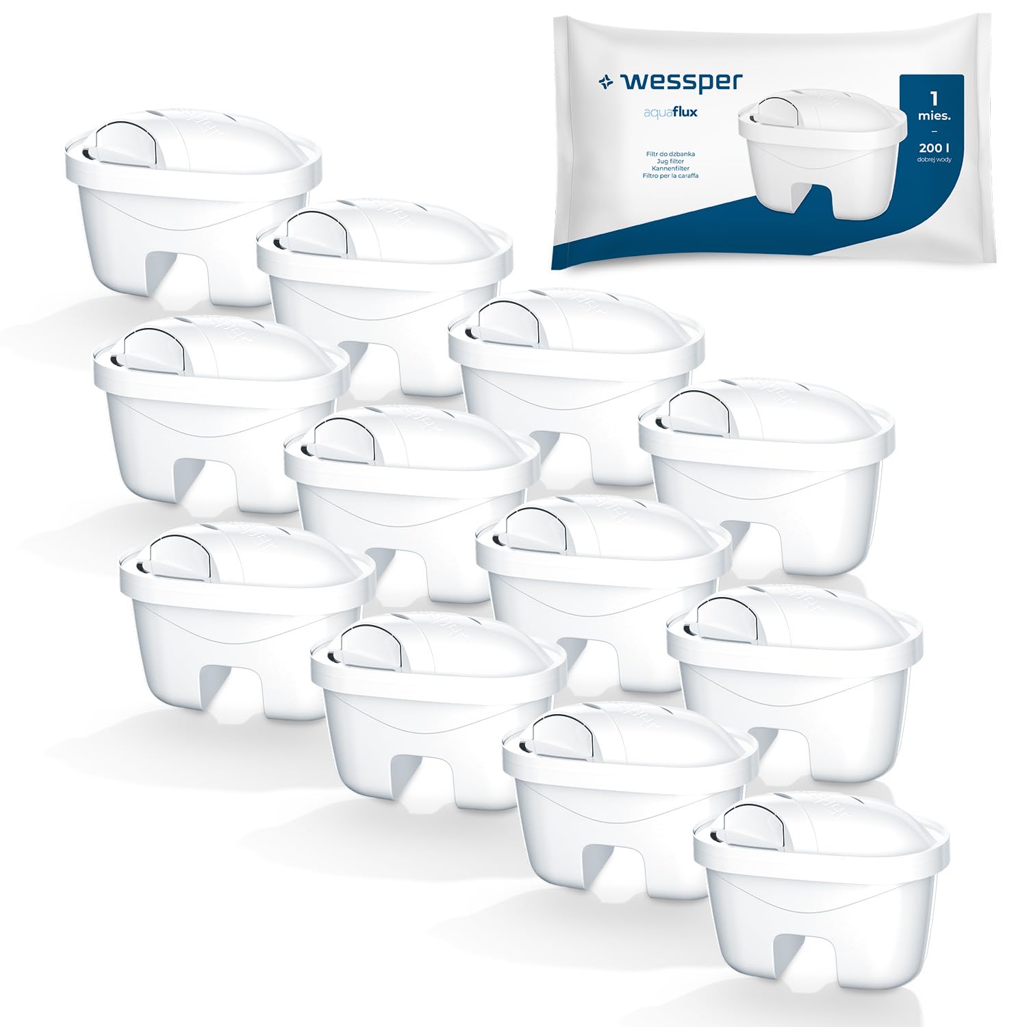 Wessper AquaFlux Water Filter, Pack of 12, Compatible with Laica Bi-Flux, Brita Maxtra, Dafi Unimax, Filter Set with Activated Carbon & Lone Exchange Resin for Limescale & Chlorine Reduction-image-38