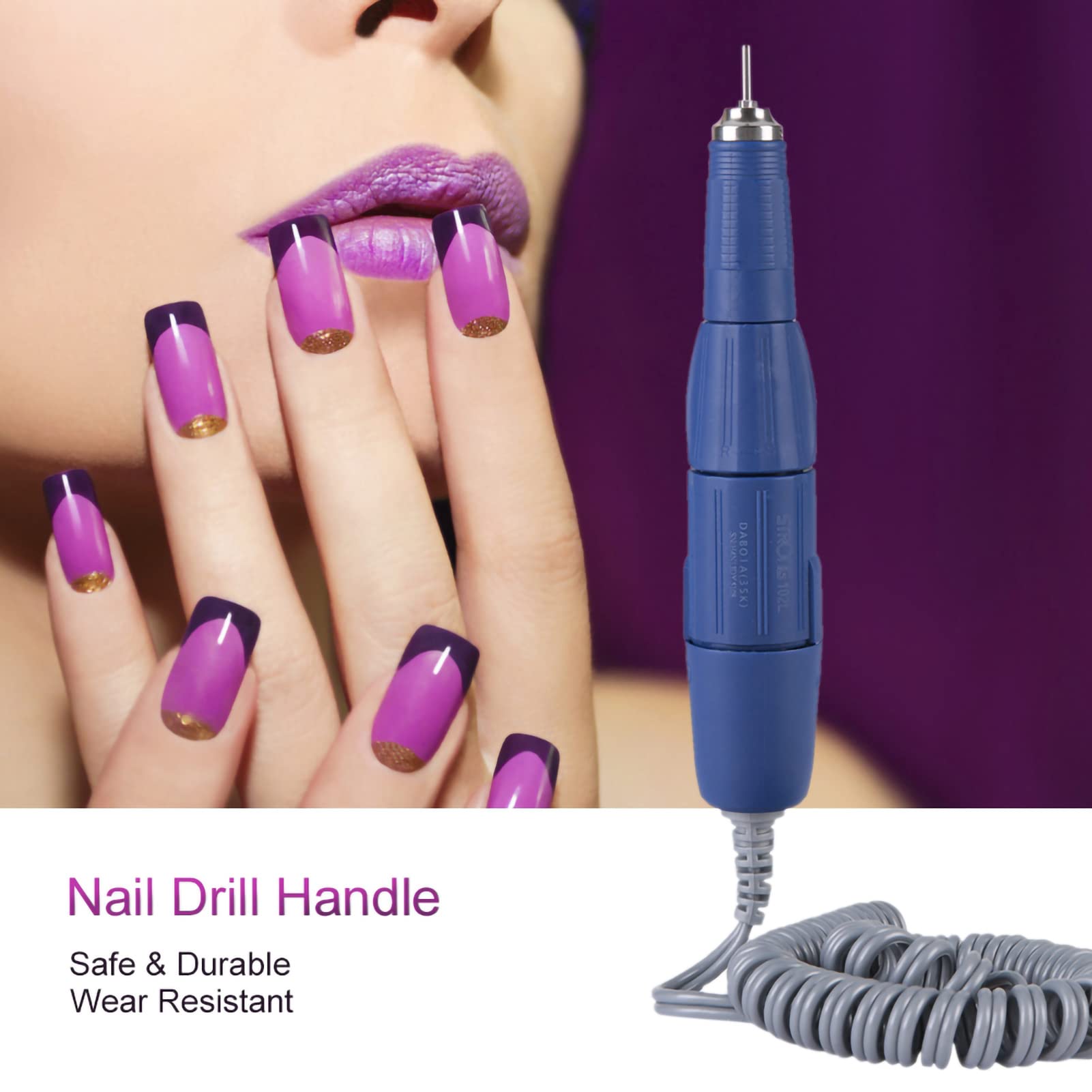 2 . 35mm Electric Nail Polisher Handpiece Manicure Machine Pen Nail Drill Handle for Salon(Blue) - Image 2