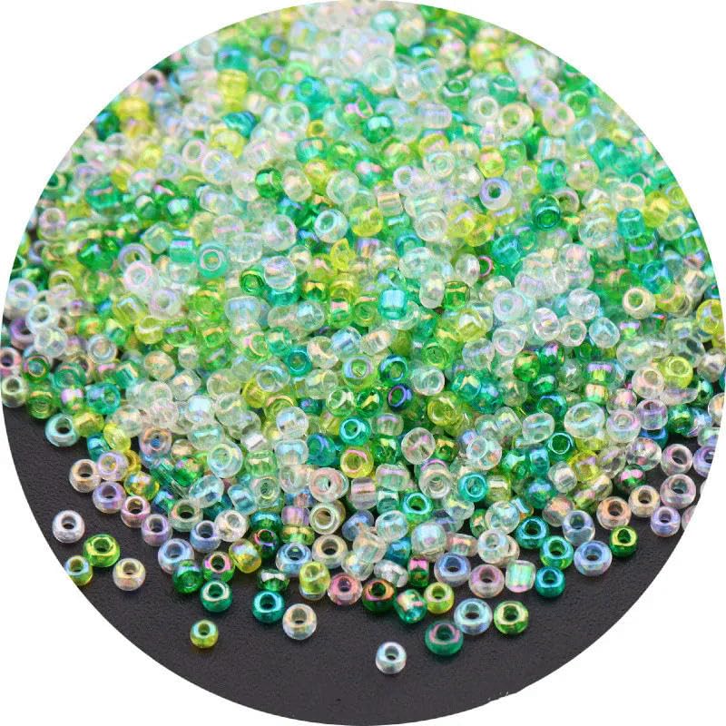 Szklane koraliki z nasionami małe koraliki 1,5-4 mm szklane koraliki ryżowe magiczny kolor przezroczyste imitacja kolorów rozproszone koraliki DIY koraliki akcesoria z frędzlami