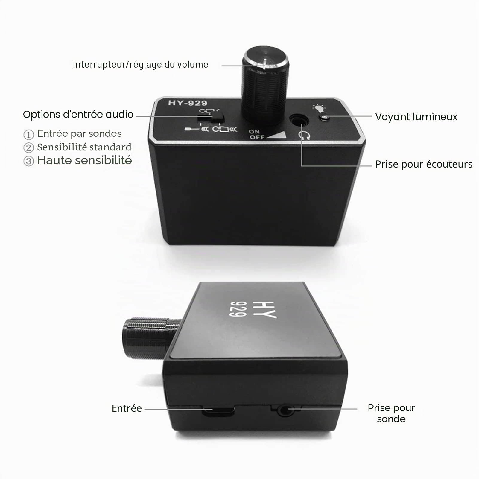 CUEI Détection de fuite d'eau, kit d'accessoires de détecteur de fuite d'eau à haute intensité, moniteur de fuite de conduite d'eau souterraine à piles pour la maison, la construction, la voiture(#1)