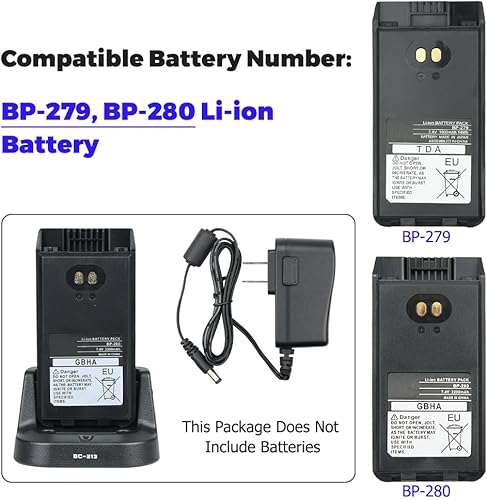 Miniatura 4 de Batería BP-280 de 7.4V 2200mAh con cargador BC-213 para ICOM F1000 F2000 F1100 F1000D F2000D F1000S F2000T F2100D A16 Radios Reemplazo de batería de