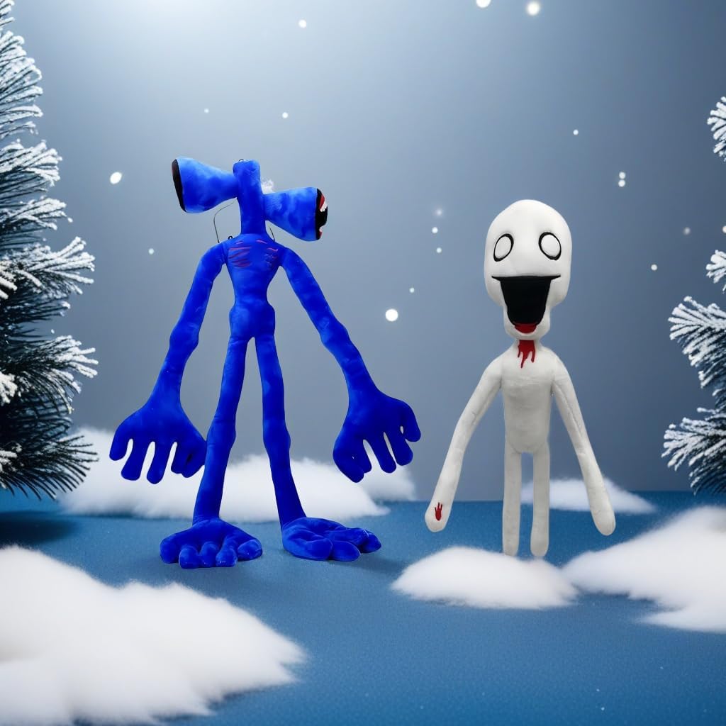 2 PCS Double Monster Head Limbs Movable Plush Toy Built-in Steel Wires and Limbs Can be Posed Halloween Christmas Party Birthday Monster Toy (Klein Blue)