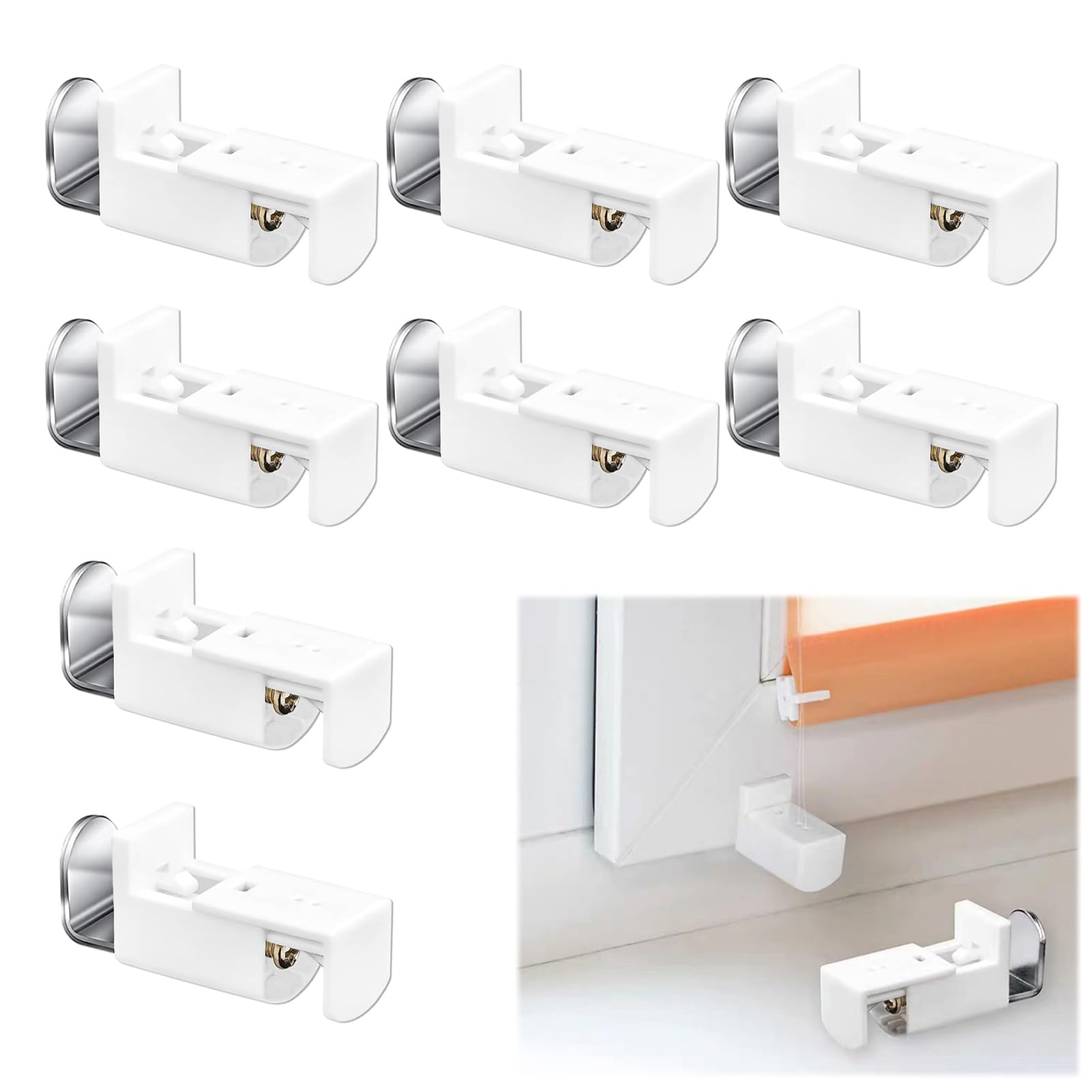 Supporti Di Serraggio Per Tende Plissettate - Confezione Da 8, Bianchi, Con Viti Autofilettanti