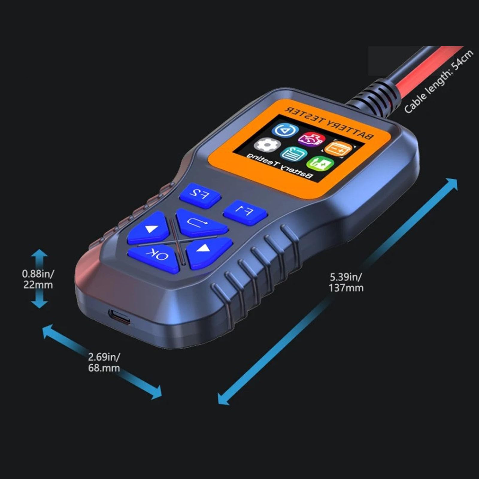 Analizzatore di batteria per veicoli, con compatibilità 12 V-35 V per una rapida analisi dei guasti, tester di carica professionale per batterie al litio con scanner per batterie al litio acido