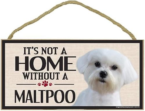 Imagine This Letrero de madera para razas de perros Maltipoo
