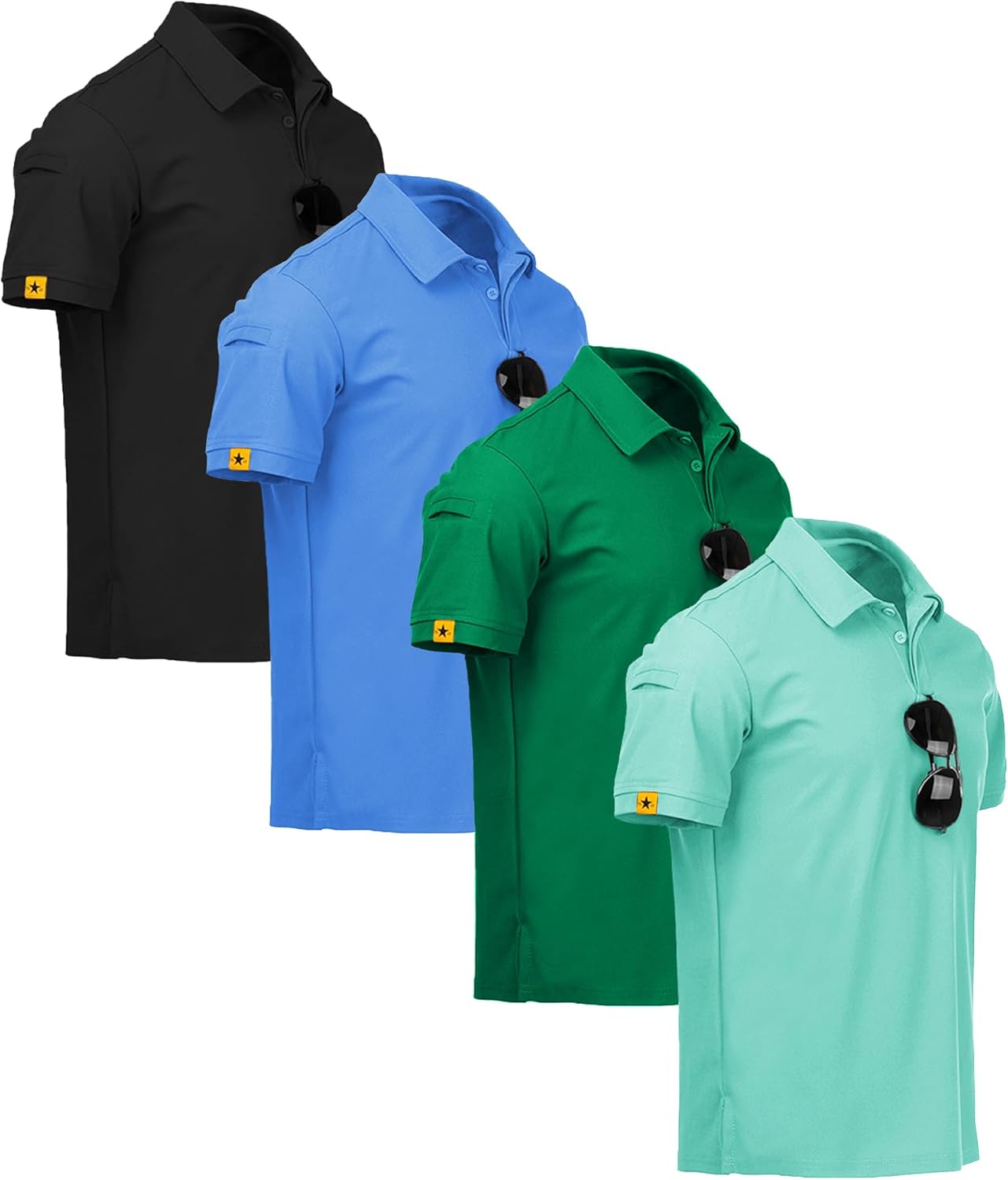 ZITY 4 Pack Mens Polo Shirt Short Sleeve Sports Golf Tennis T-Shirt Athletic Collared Tactical Shirts