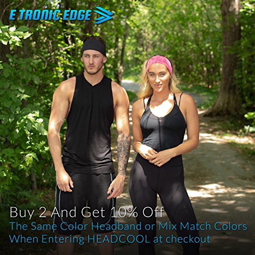 E Tronic Edge Headbands for Men & Women - Headband for Sports, Workout, Running - Comfortable, Quick Drying Head Bands for Long Hair, Mens & Womens, Fluorescent Yellow