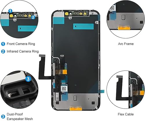 Miniatura 5 de DIGI4U Pantalla LCD para iPhone XR, pantalla de 6.1 pulgadas 3D táctil muesca pequeña para iPhone XR pantalla digitalizador Asamblea con