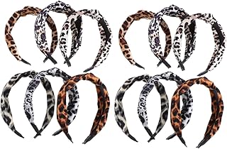 فوميز. 12 قطعة من ربطات الشعر المعقودة للنساء، شريط راس رياضي بطبعة جلد الفهد، شريط راس سبا بتصميم جلد الفهد للنساء، عصابات راس مزخرفة للنساء