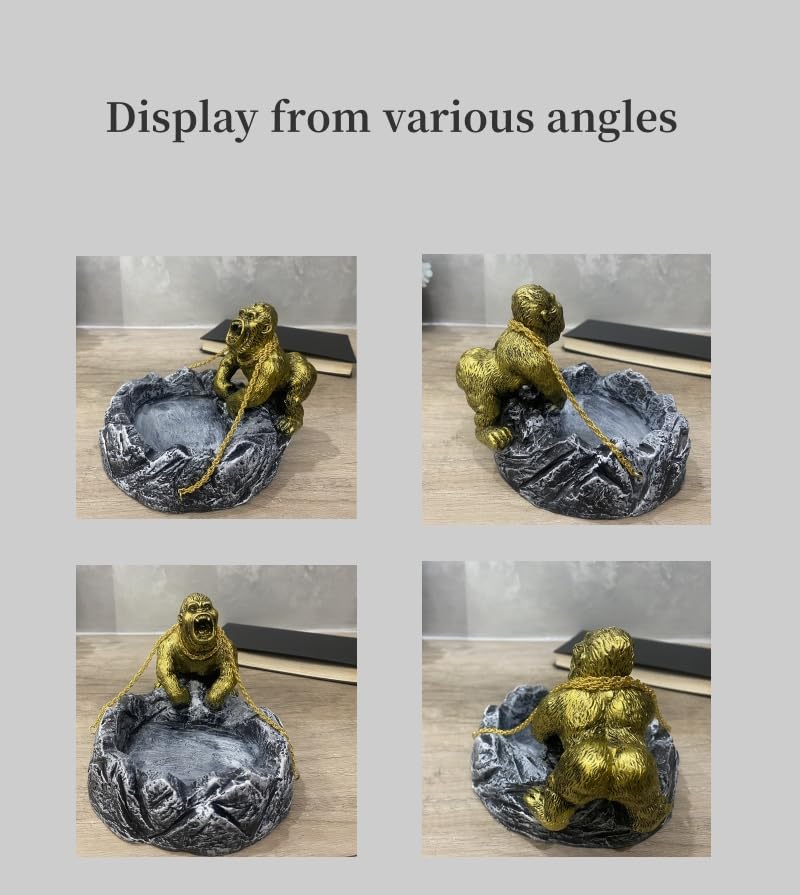 Modern Decor Gorilla Figurines,Gorilla-Shaped Key Dish,Modern Table Decor Sculpture,Quirky Room Decor Gift and Living Room Decor