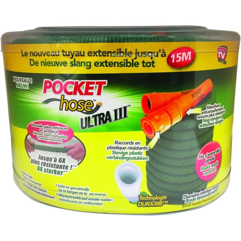Pocket Hose Ultra 3 Le Tuyau d'arrosage rétractable 15M ou 30M - Vu à la Télé - Tuyau d'arrosage Extensible