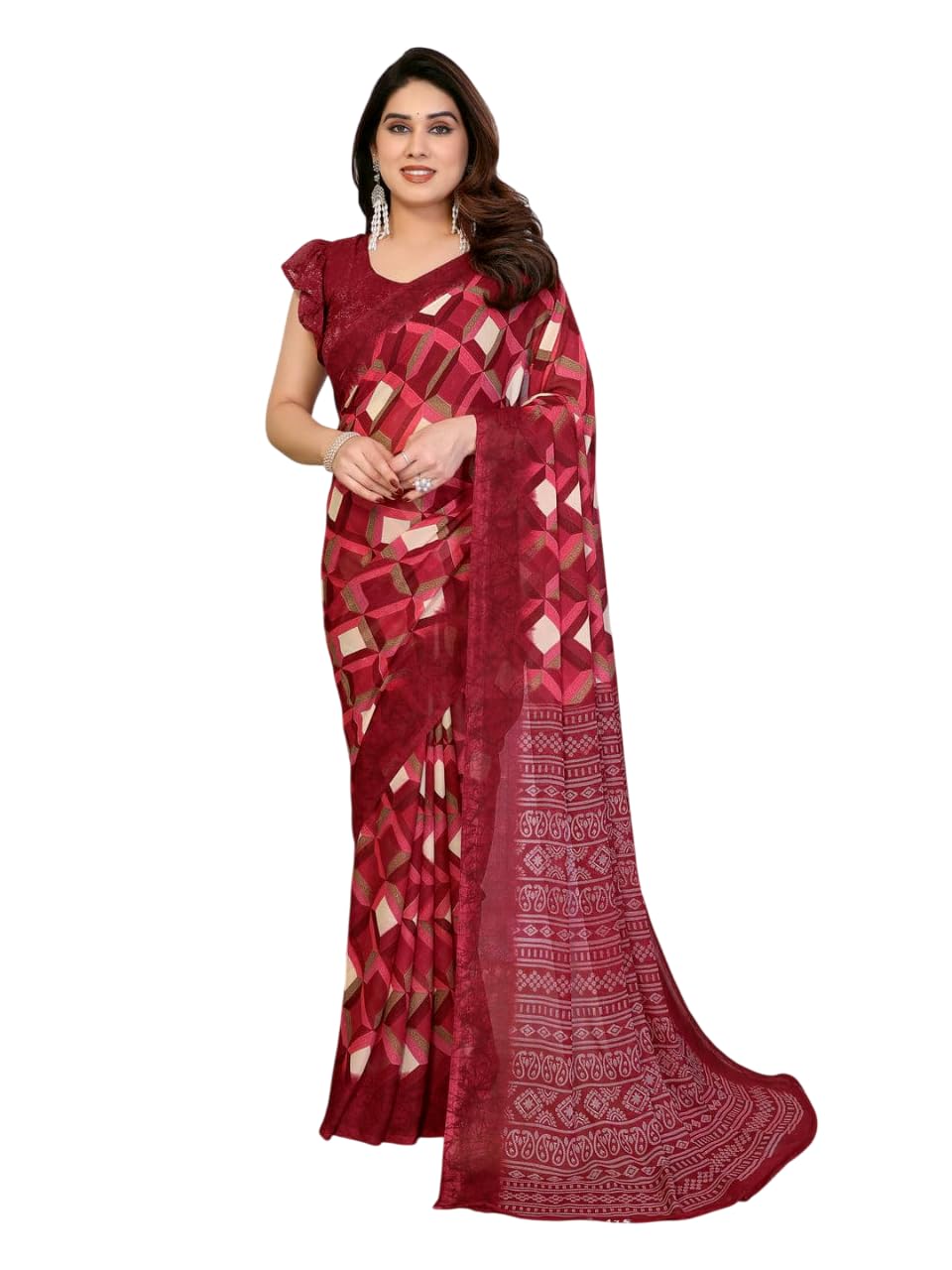 Women’s Georgette Printed Saree With Unstitched Blouse Piece | Soft Lightweight & Comfortable Saree For Daily Wear | Party & Occasional Wear | Office Wear Sari-picture-44