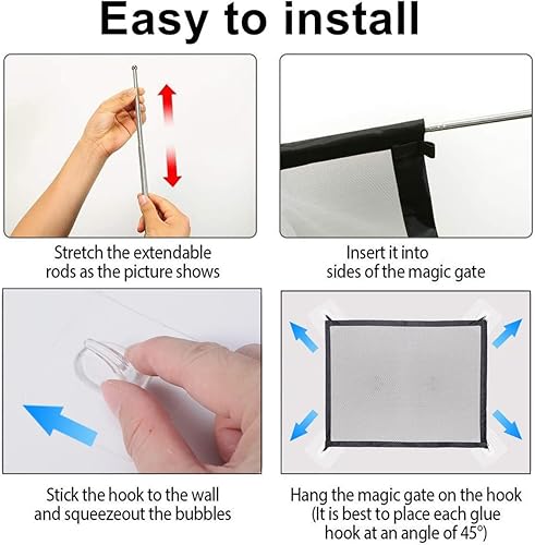 Miniatura 6 de Puerta mágica ancha para perros, puerta grande retráctil para interiores y exteriores, puerta plegable extra ancha expandible de malla para mascotas