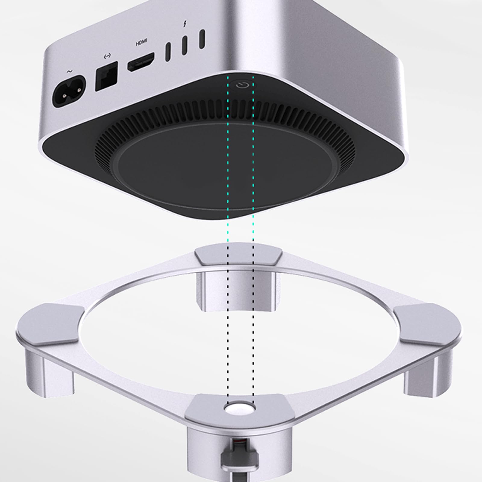 Supporto per Mac mini M4/M4 Pro, Meccanismo di commutazione dal design pratico per una migliore ventilazione e dissipazione del calore, in lega di alluminio