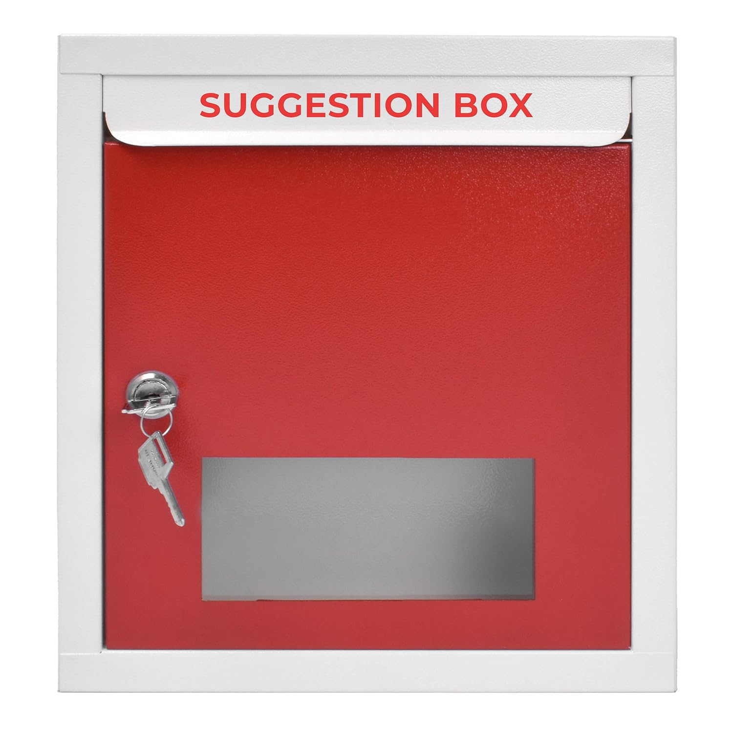 HaveIt® Multipurpose Steel Metal Box/Post Box for Gate,Home and Office with Lock Table Top,Wall Mount Comes with Stickers(Complaint Box,Ballot Box,Donation Box,Letter Box,Suggestion Box) (RED-White)-picture-10