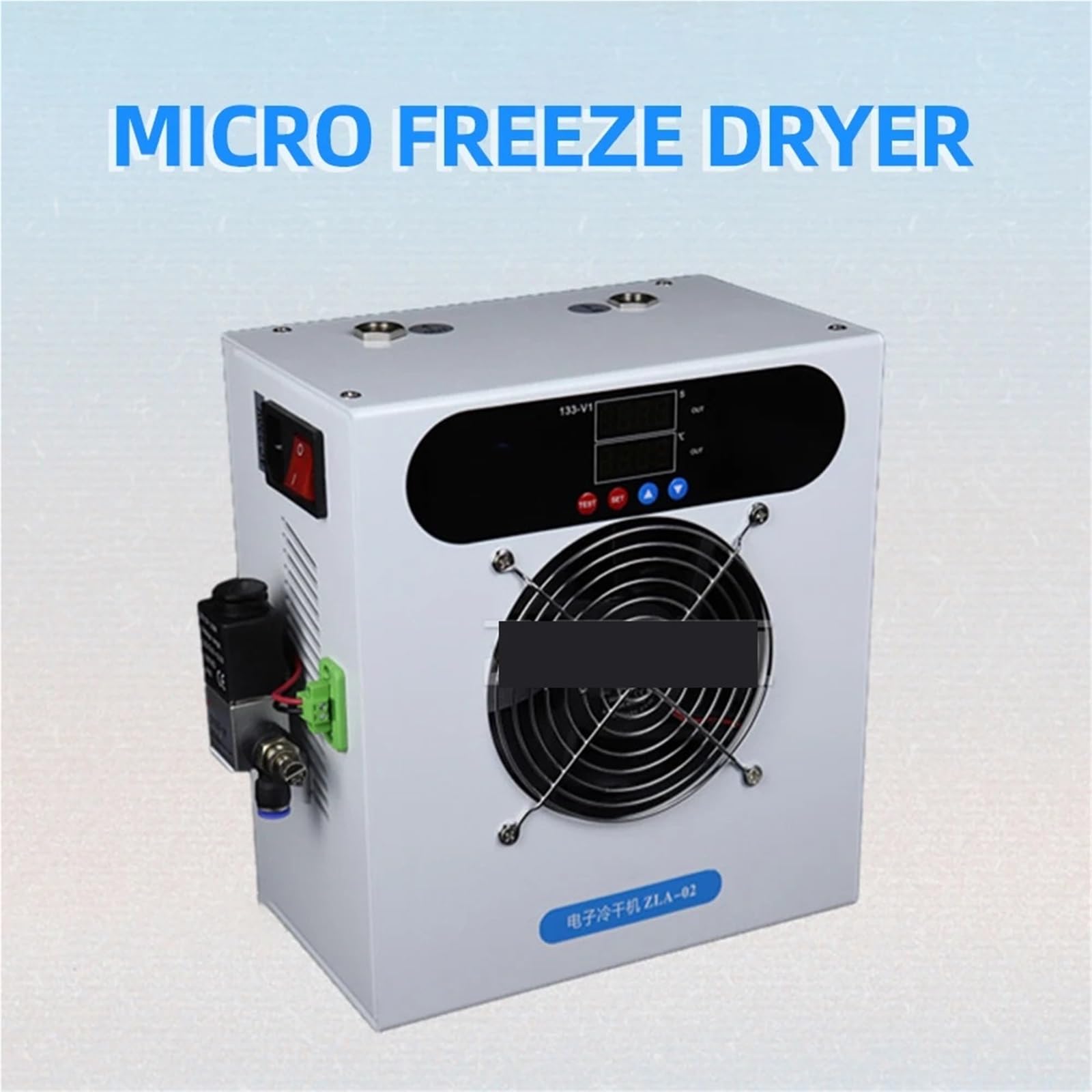 Secador de aire comprimido con compresor 120 l/min, filtro deshidratador por congelación, cámara oxígeno y 02 Instrumento de medición