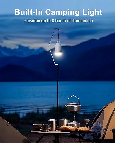 Miniatura 7 de Bomba de aire portátil con batería para inflables, 5 boquillas, velocidad del viento de 350 lmin y luz de campamento, inflado rápido y desinflado,