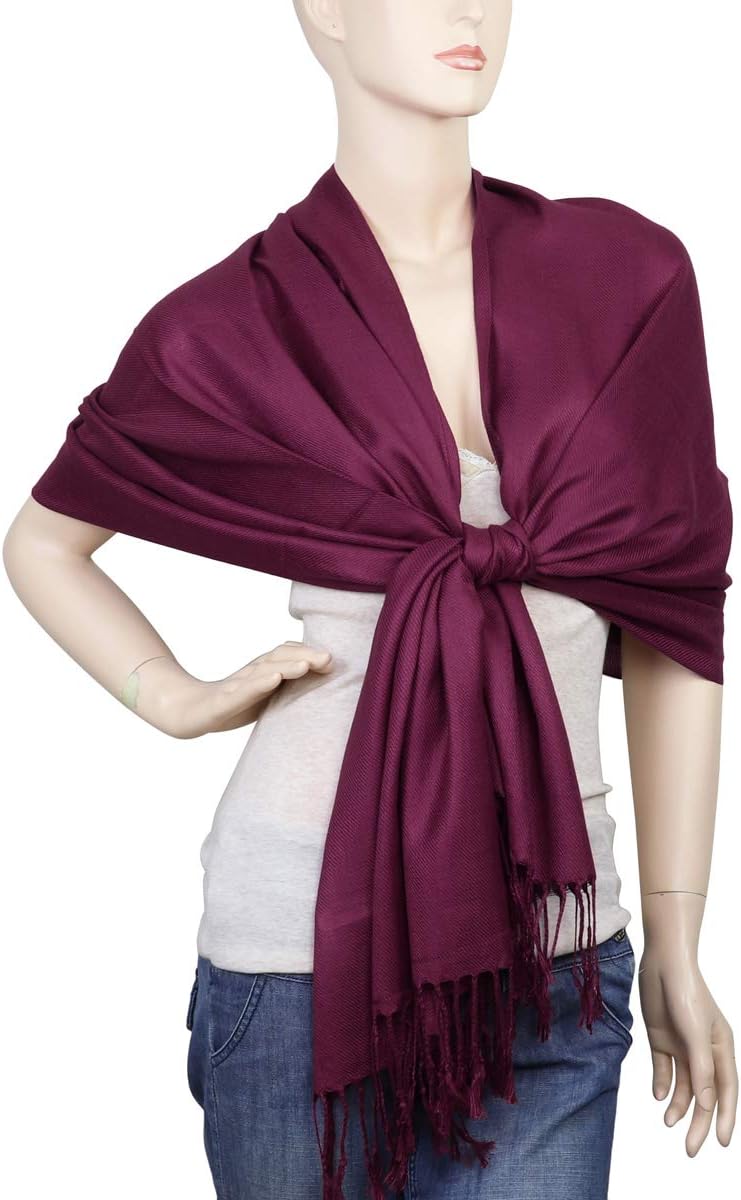 Falari Women's Soft Solid Color Pashmina Shawl Wrap Scarf Wedding Favors Bride Bridesmaid Gifts Evening Dress - Image 2