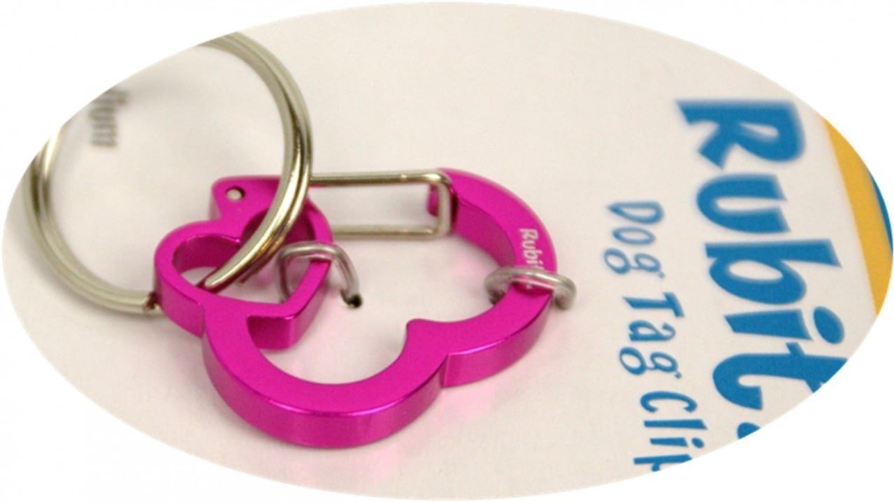 Rubit Small Heart Aluminum Dog Tag Clip - Pink