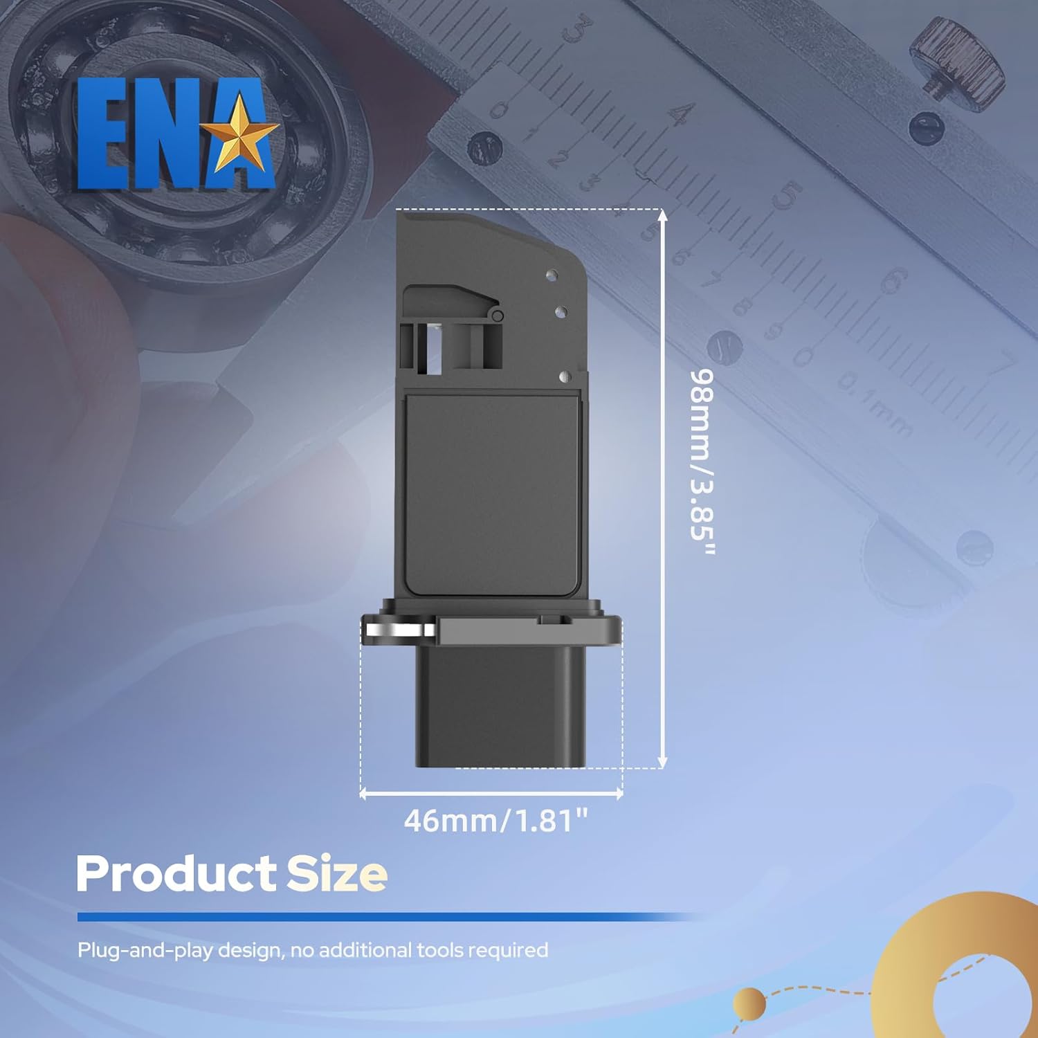 ENA Mass Air Flow Sensor Meter MAF Compatible with Volkswagen GTI Golf-R Passat Eos Audi A3 Quattro TT 2006 2007 2008 2009 2010 2011 2012 2013 Replacement for 06D906461A 06F906461A MAS0349 86-50055