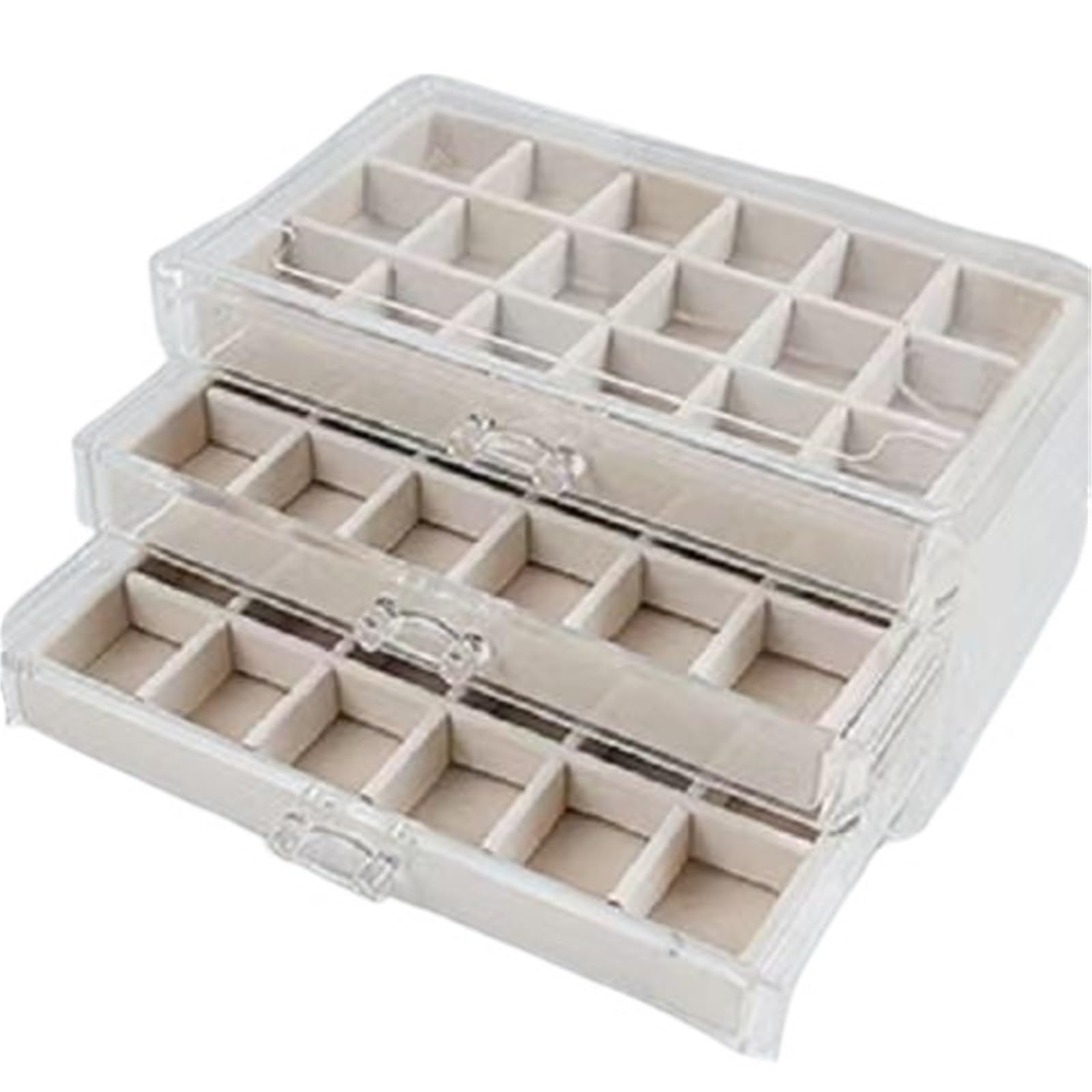YUSUZH Jewelry Organizer Box Transparent Display Case 5 Layer Earrings Necklace Ring Plastic Organizing Boxes Velvet Tray Gifts for Rings, Earrings