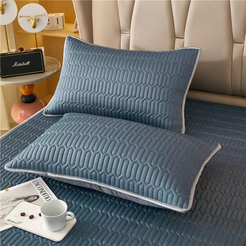 Nvzi 3 fundas de almohada de látex de seda fresca, color sólido, las noches de ensueño comienzan con esta cómoda funda de almohada transpirable de 18.9 x 29.1 pulgadas (azul claro)