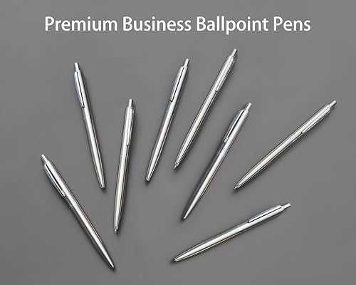 Miniatura 5 de LINFANC Paquete de 8 bolígrafos retráctiles de metal de alta calidad, punta media de 0.039 pulgadas, tinta negra para el hogar, escuela, trabajo,